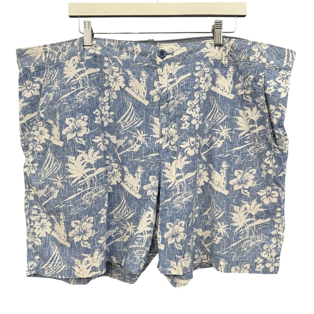 IZOD Saltwater Blue White Hawaiian Shorts Men’s 42x7 (Measures 45x7)